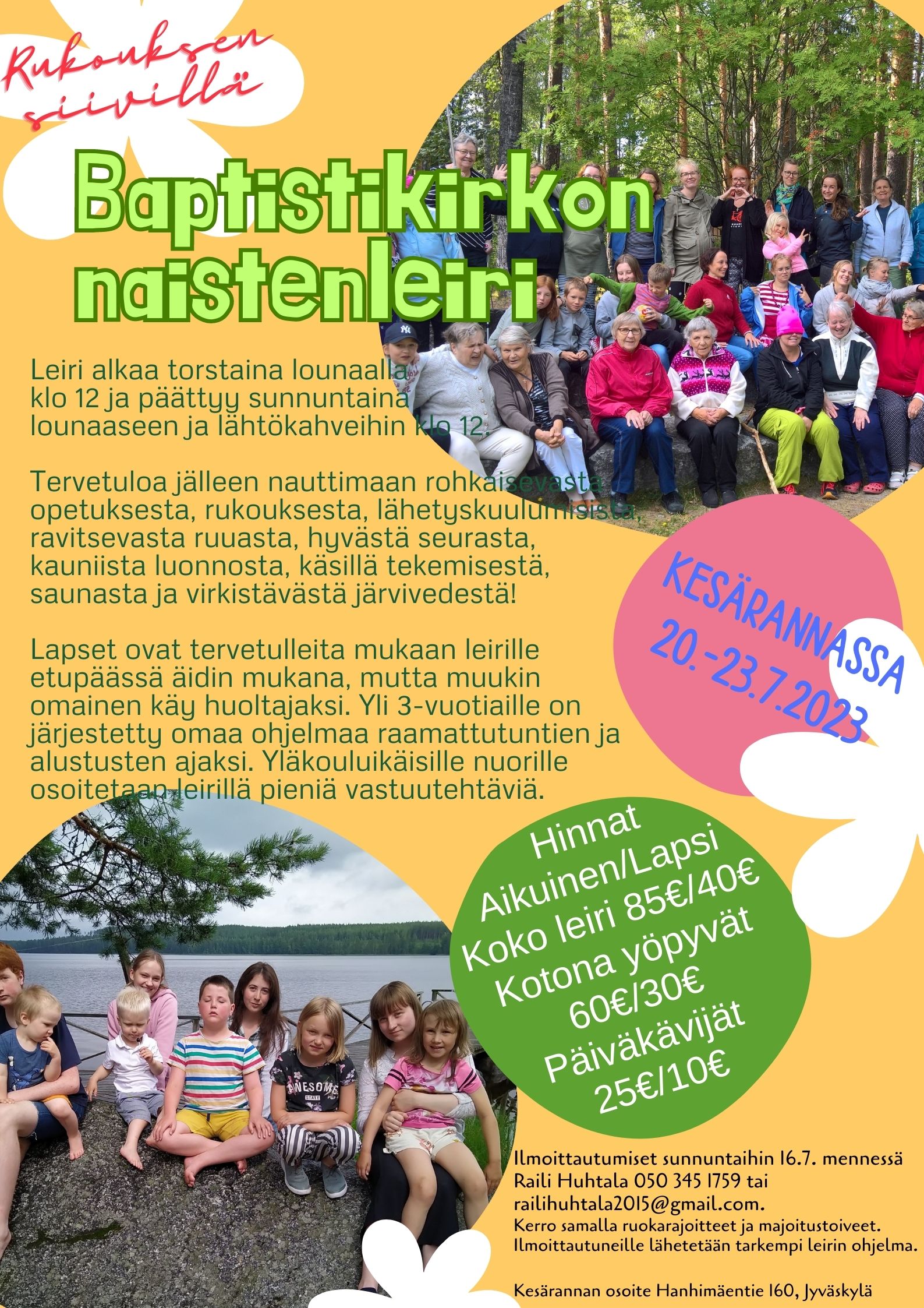 Read more about the article Baptistikirkon naisten leiri Kesärannassa 20-23.7. 2023